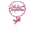 Topper para torta Morado feliz cumpleaños