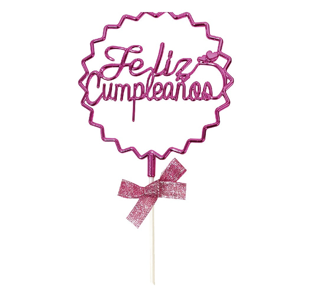 Topper para torta Morado feliz cumpleaños