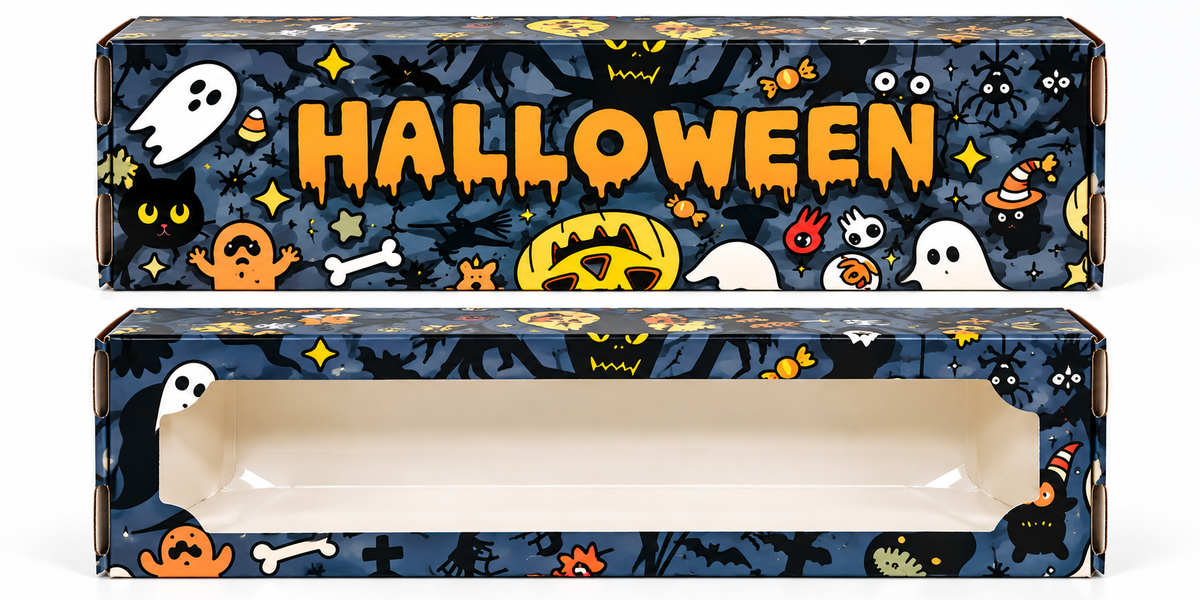 Caja para 3 alfajores con ventana Halloween 1