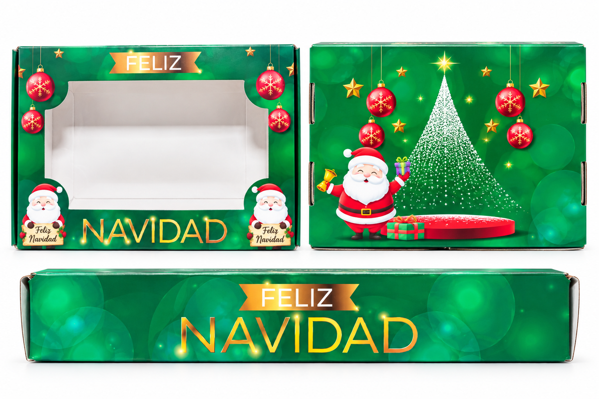 Caja con visor para 6 alfajores Navidad 2