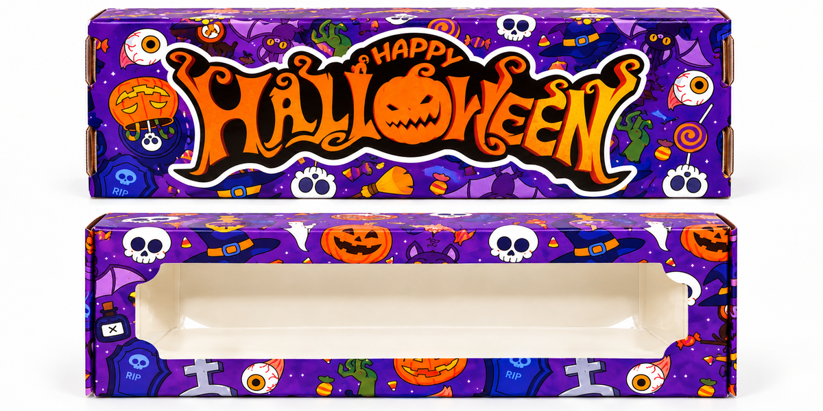 Caja para 3 alfajores con ventana Halloween 2