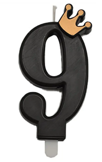 Velas con corona color Negro (0-9)