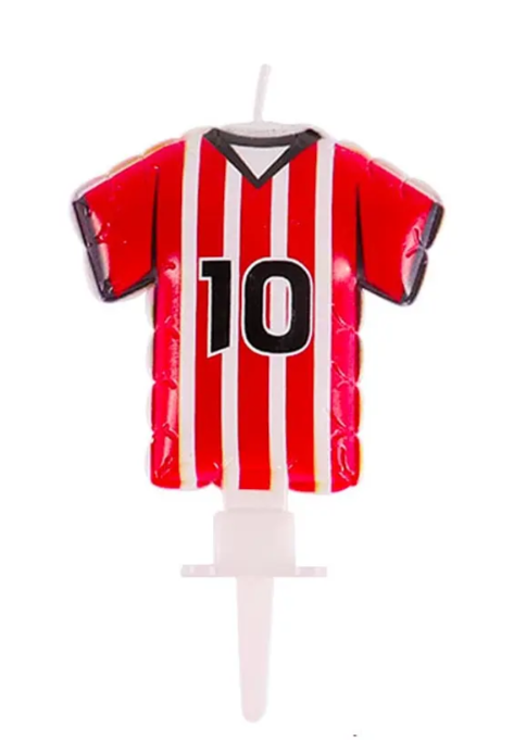 Vela camiseta de futbol rojo 7.5x12.8cm