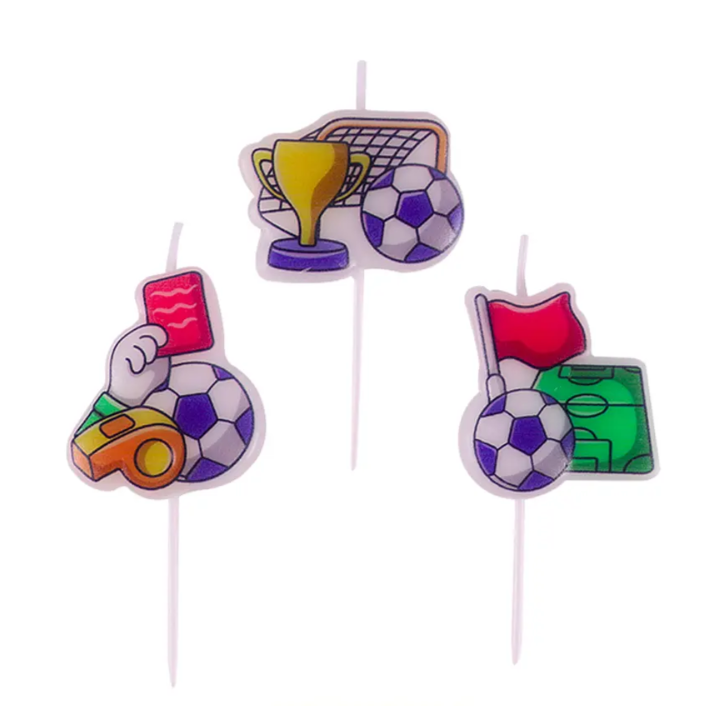 Set de velas futbol 3piezas