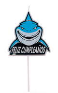 Vela de feliz cumpleaños tiburon 1pcs
