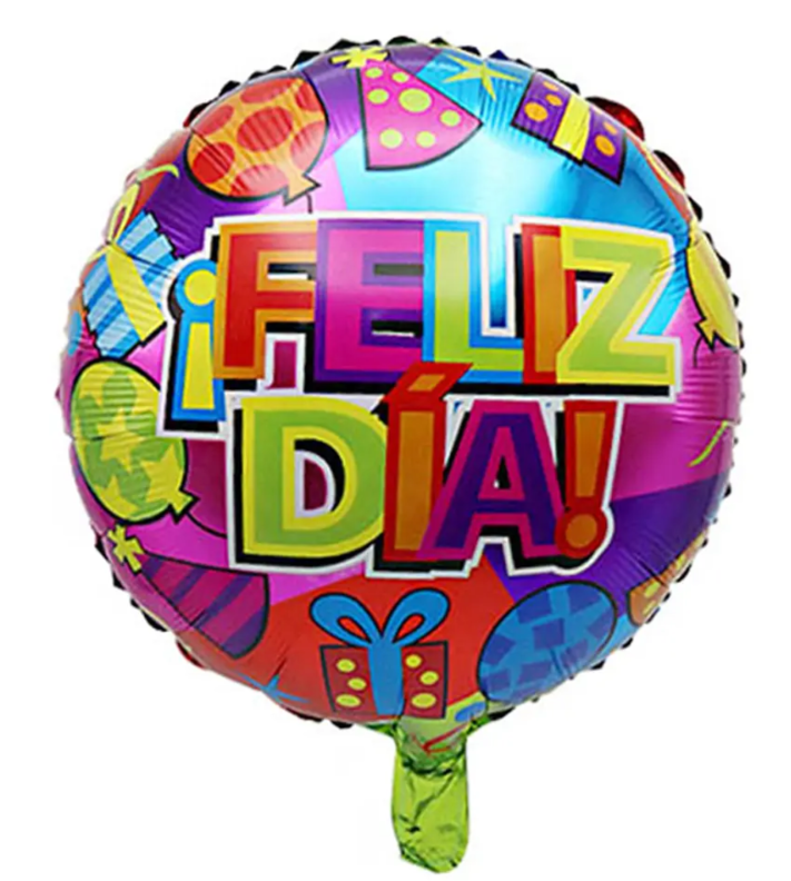 Globo metálico redondo feliz día 45cm