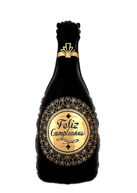 Globo metálico botella de vino negro 48x92 cm
