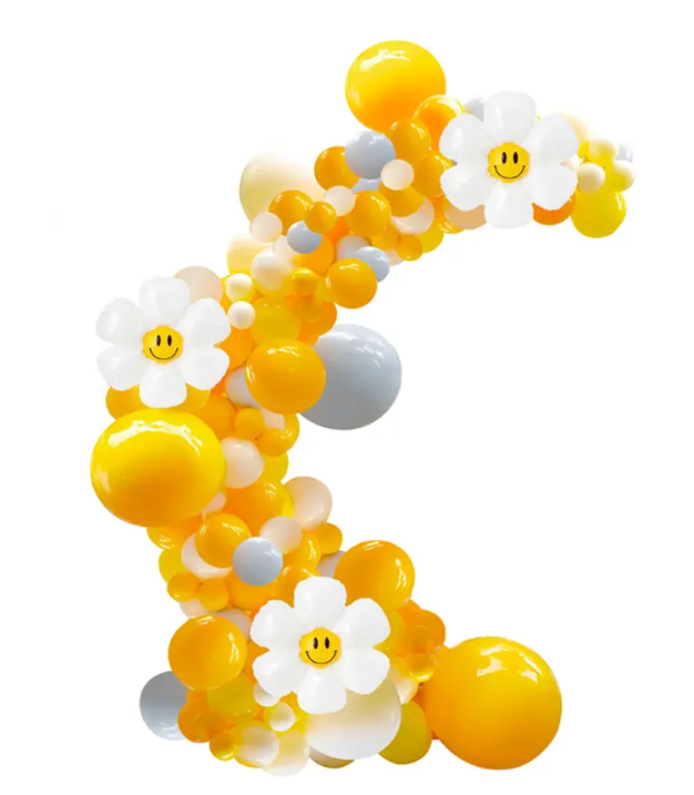 Arco de globos orgánico amarillo 82pcs