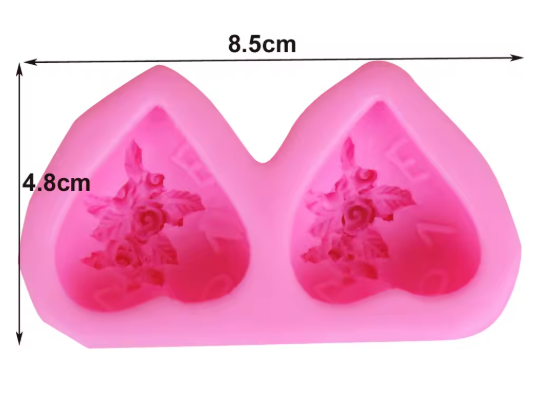 Molde silicona corazones con flores