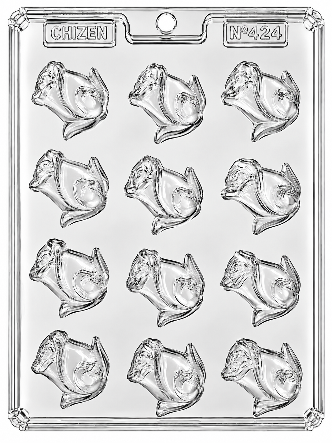 Molde plástico transparente rosa 12 cavidades 3.5x3.5 cm N25