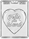 Molde plástico transparente corazón feliz día mama 12.5x13.5 cm N191
