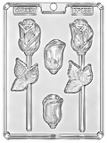 Molde plástico transparente rosa con tallo 4 cavidades 21x4 cm N188