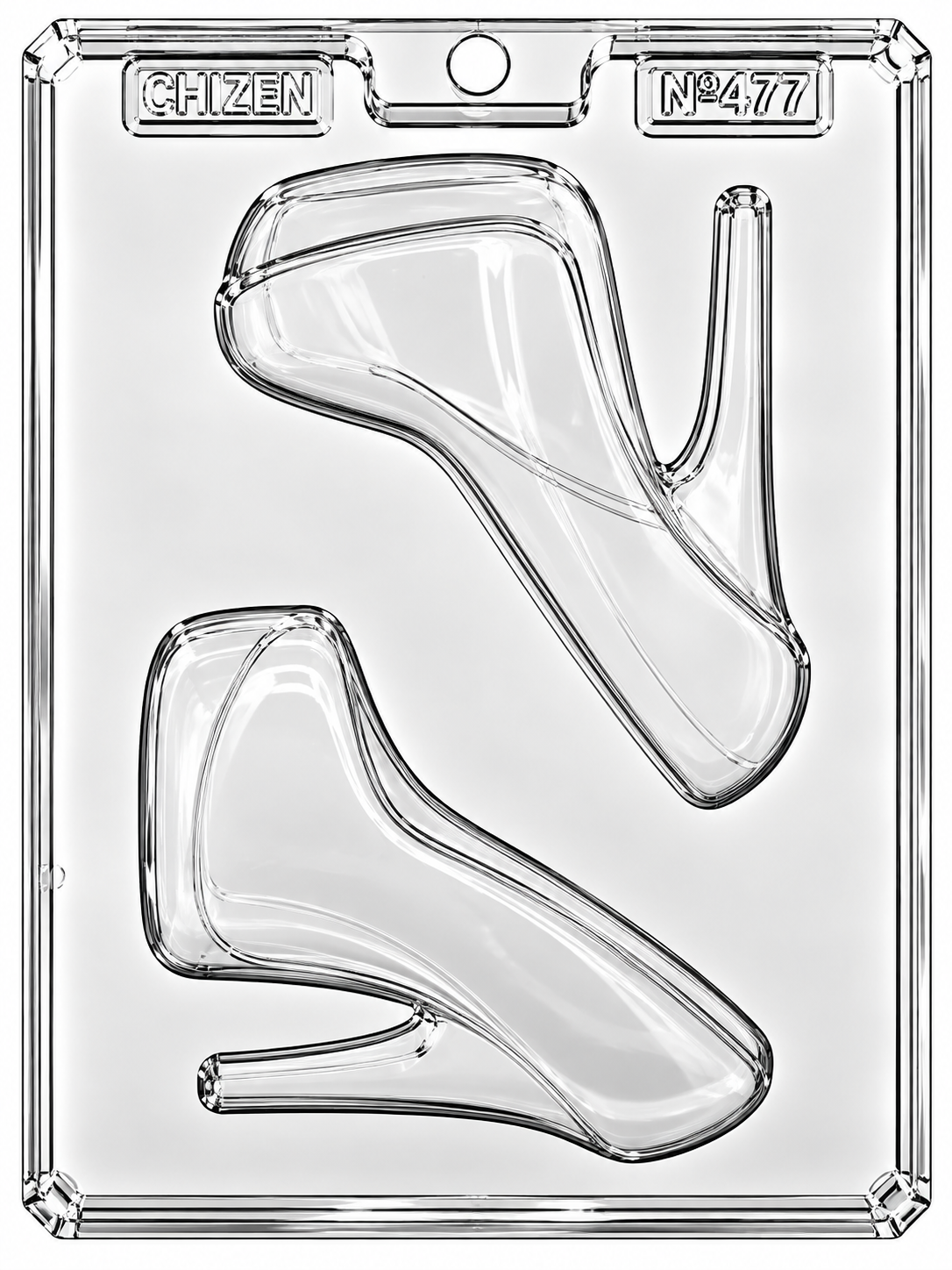 Molde plástico transparente 2 tacones 9x10 cm N 477