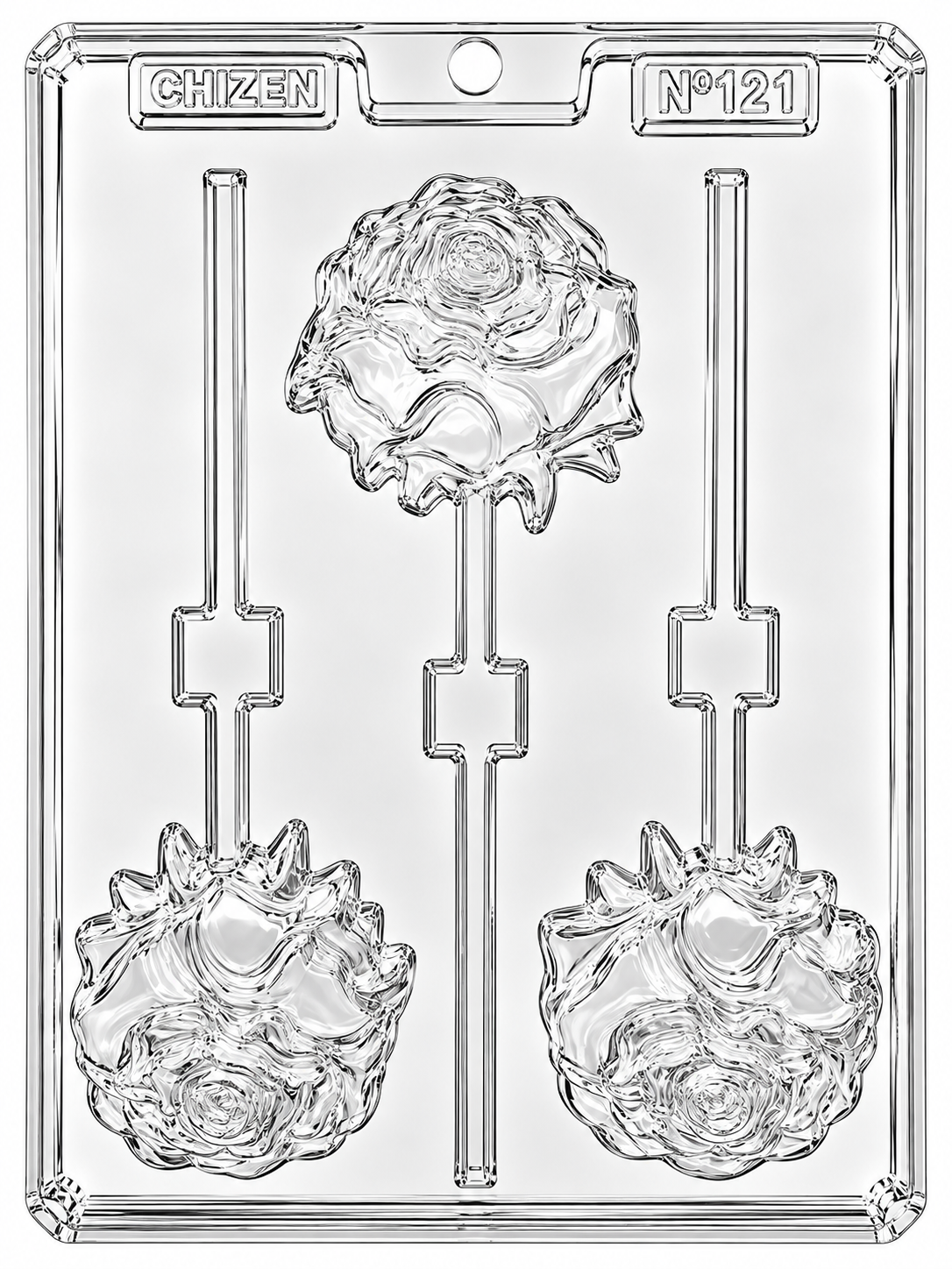 Molde plástico transparente 3 rosas 6.5x19 cm N121