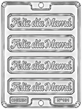 Molde plástico transparente placa Feliz Día Mamá 5 cavidades 13.5x3 N116