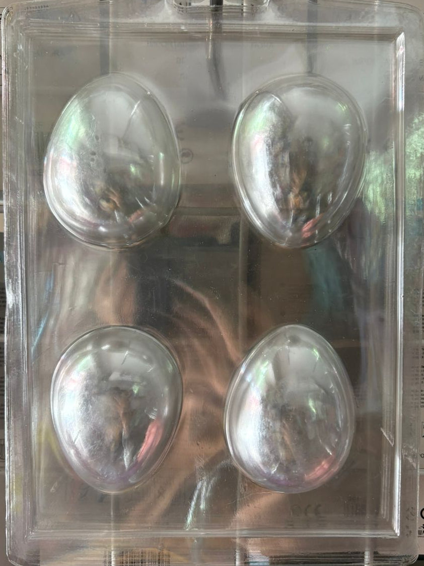 Molde plástico transparente, 2 huevos de pascua lisos