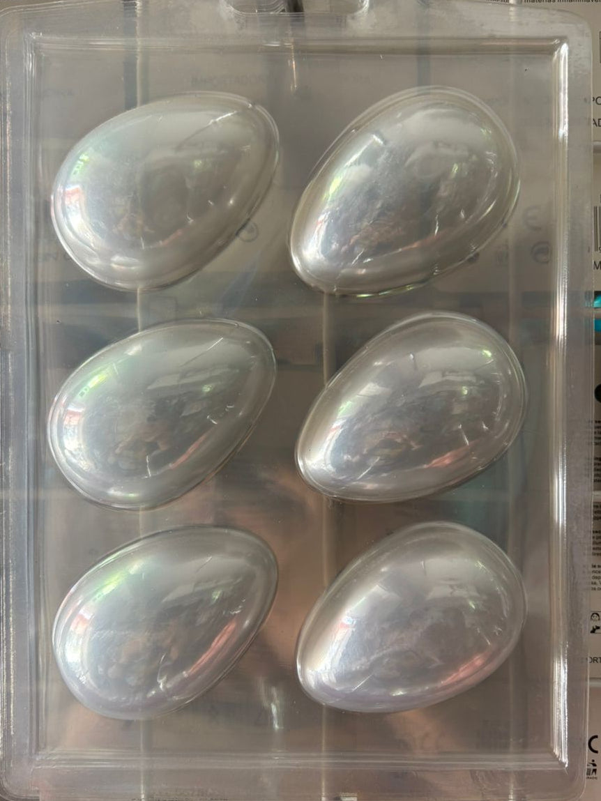 Molde plástico transparente, 3 huevos de pascua lisos