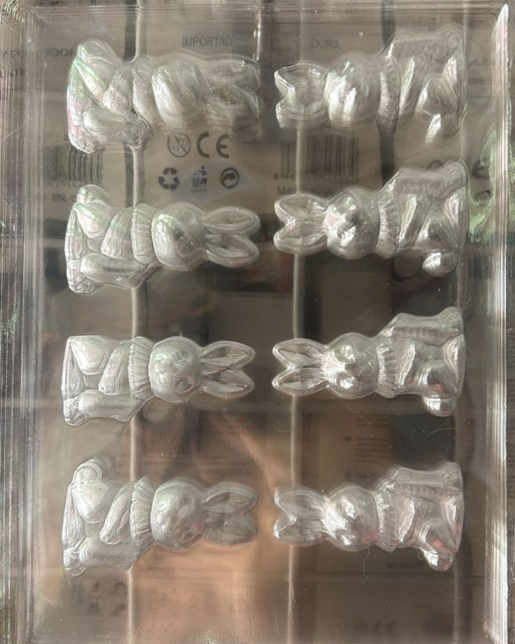Molde plástico transparente, 4 Conejos de pascua
