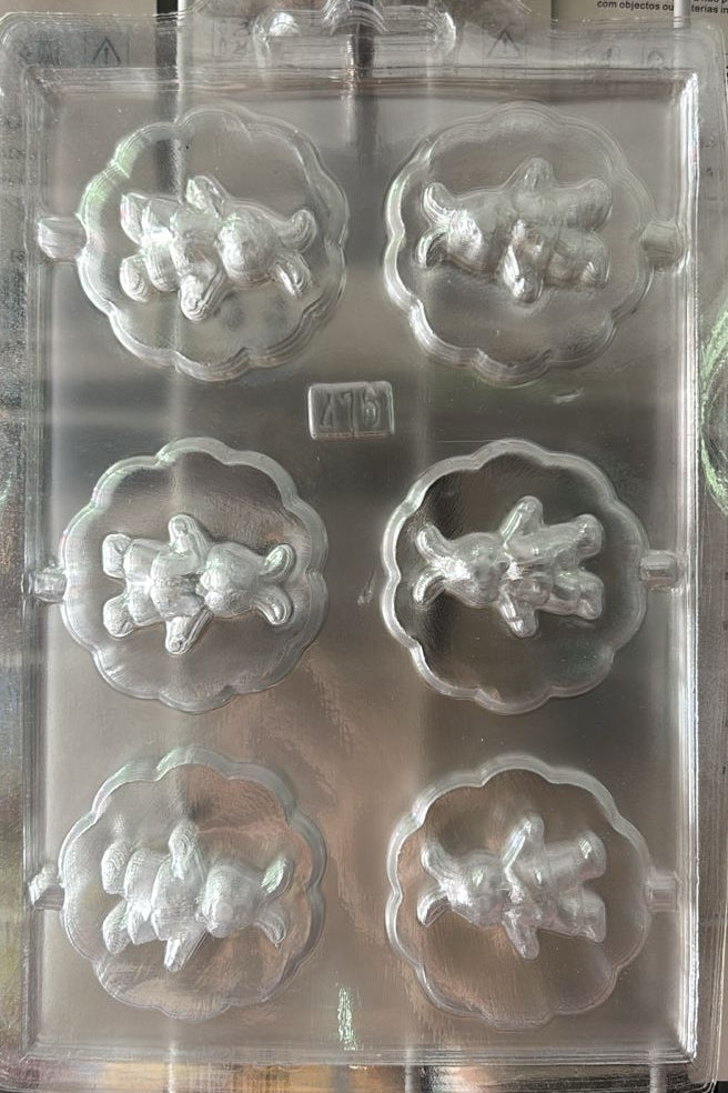 Molde plástico transparente, Conejitos de pascua 5.5x5.5