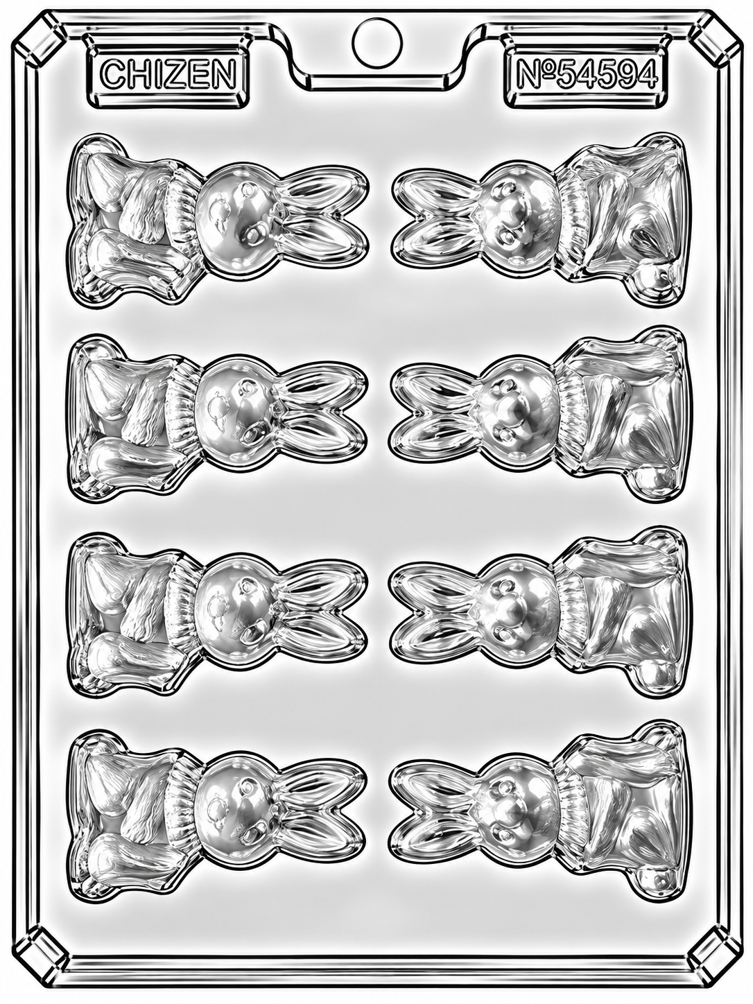 Molde plástico transparente, 4 Conejos de pascua