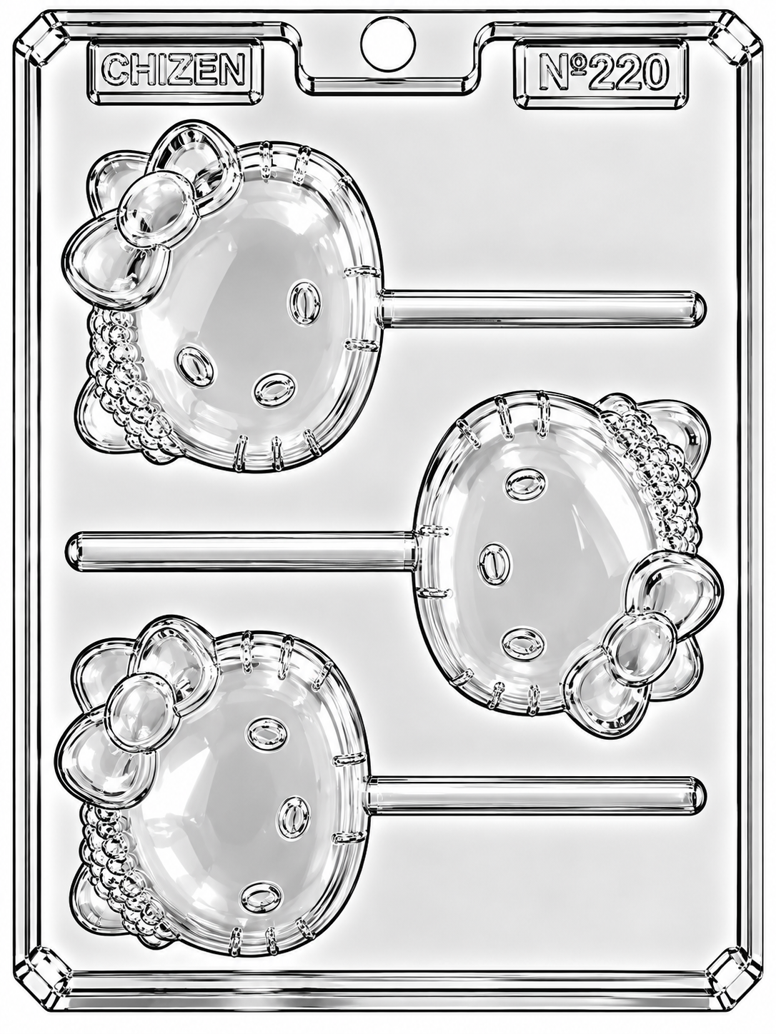 Molde plástico transparente 3 Hello Kitty 7.5x14.5 cm