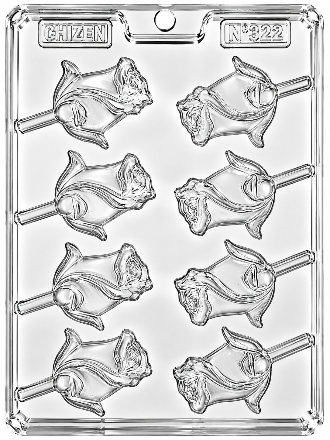 Molde plástico transparente 8 rosas 5x5 N32