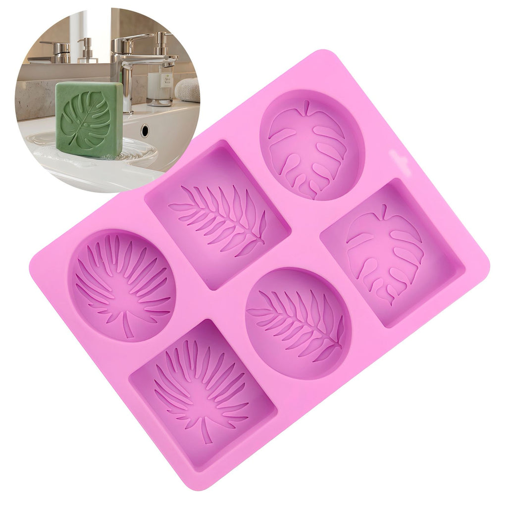 Molde de silicona 6 cavidades con diseño de hojas