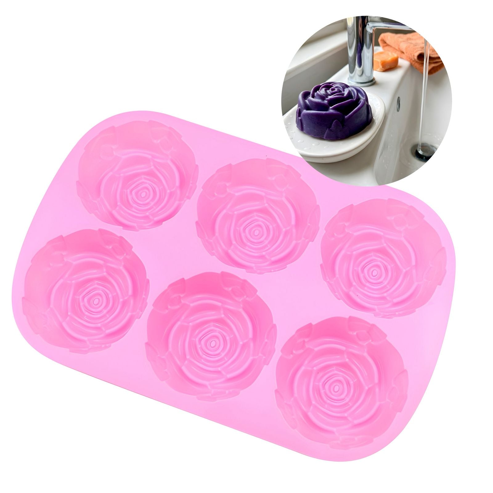 Molde de silicona Rosa 6 cavidades