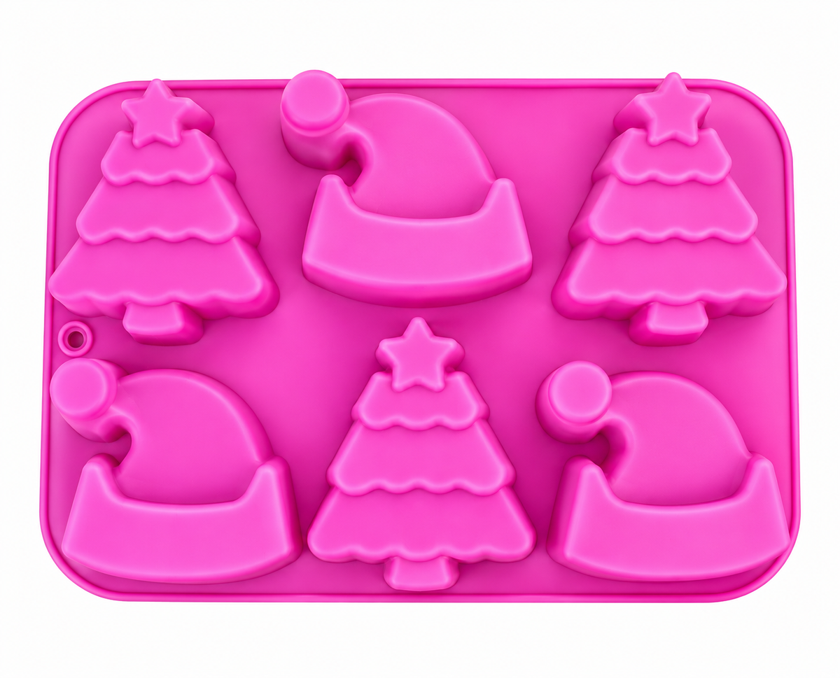 Molde silicona Pinos y gorros Navidad