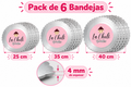 Set bandejas de torta Plateadas flor 6pcs 2mm