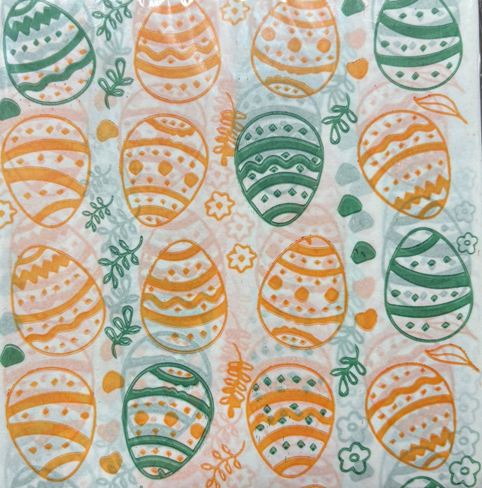 Papel de Alfajor anti grasa huevos de pascua Naranja y verde 14x14 cm, 100 unid