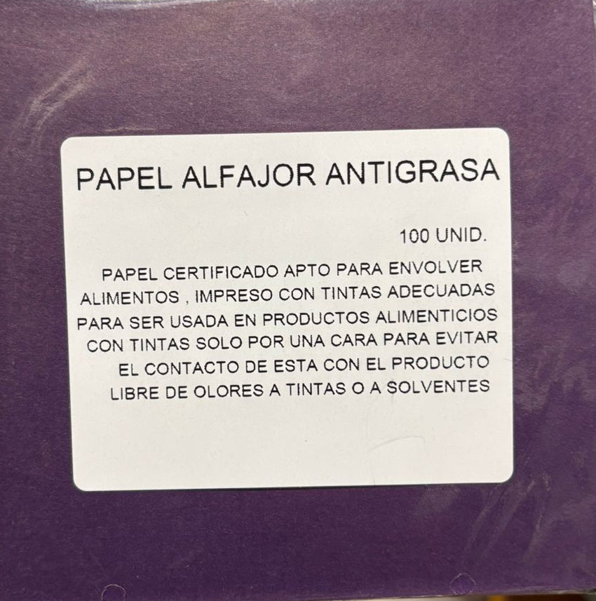 Papel para alfajor Anti grasa Morado 14x14 cm, 100 unidades