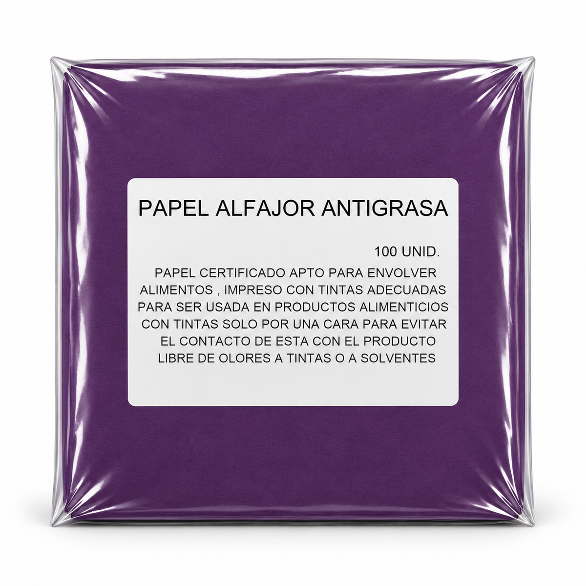 Papel para alfajor Anti grasa Morado 14x14 cm, 100 unidades
