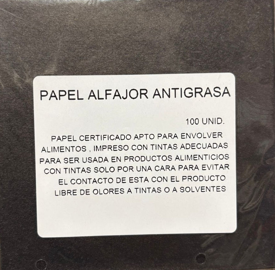 Papel para alfajor Anti grasa Negro 14x14 cm, 100 unidades
