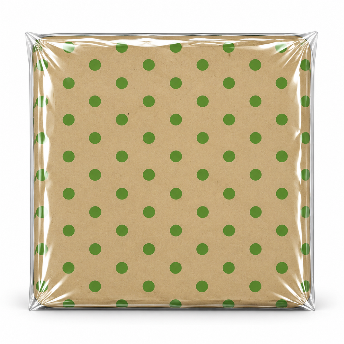 Papel para alfajor, Café Puntos Verdes 14x14 cm, 100 unidades
