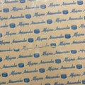 Papel para alfajor, Café letras azules 14x14 cm, 100 unidades