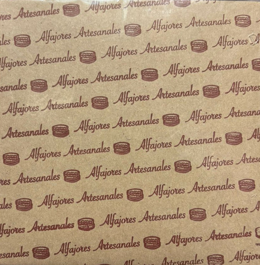 Papel para alfajor, Café letras café 14x14 cm, 100 unidades