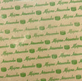 Papel para alfajor, Café letras Verdes 14x14 cm, 100 unidades