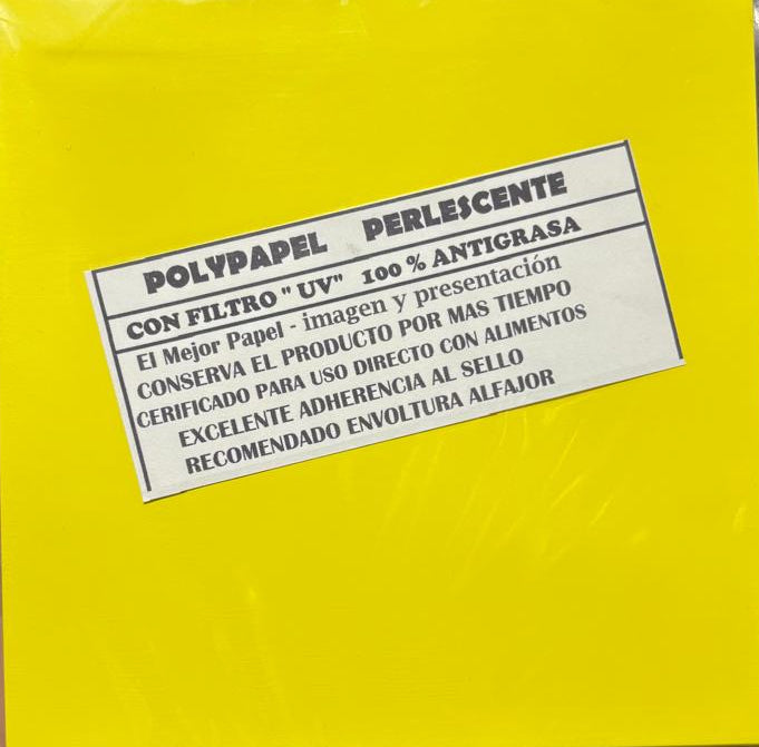 Papel para alfajor, Polypapel Perlescente Amarillo 14x14 cm, 100 unidades