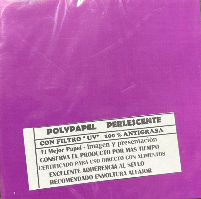 Papel para alfajor, Polypapel Perlescente Morado 14x14 cm, 100 unidades