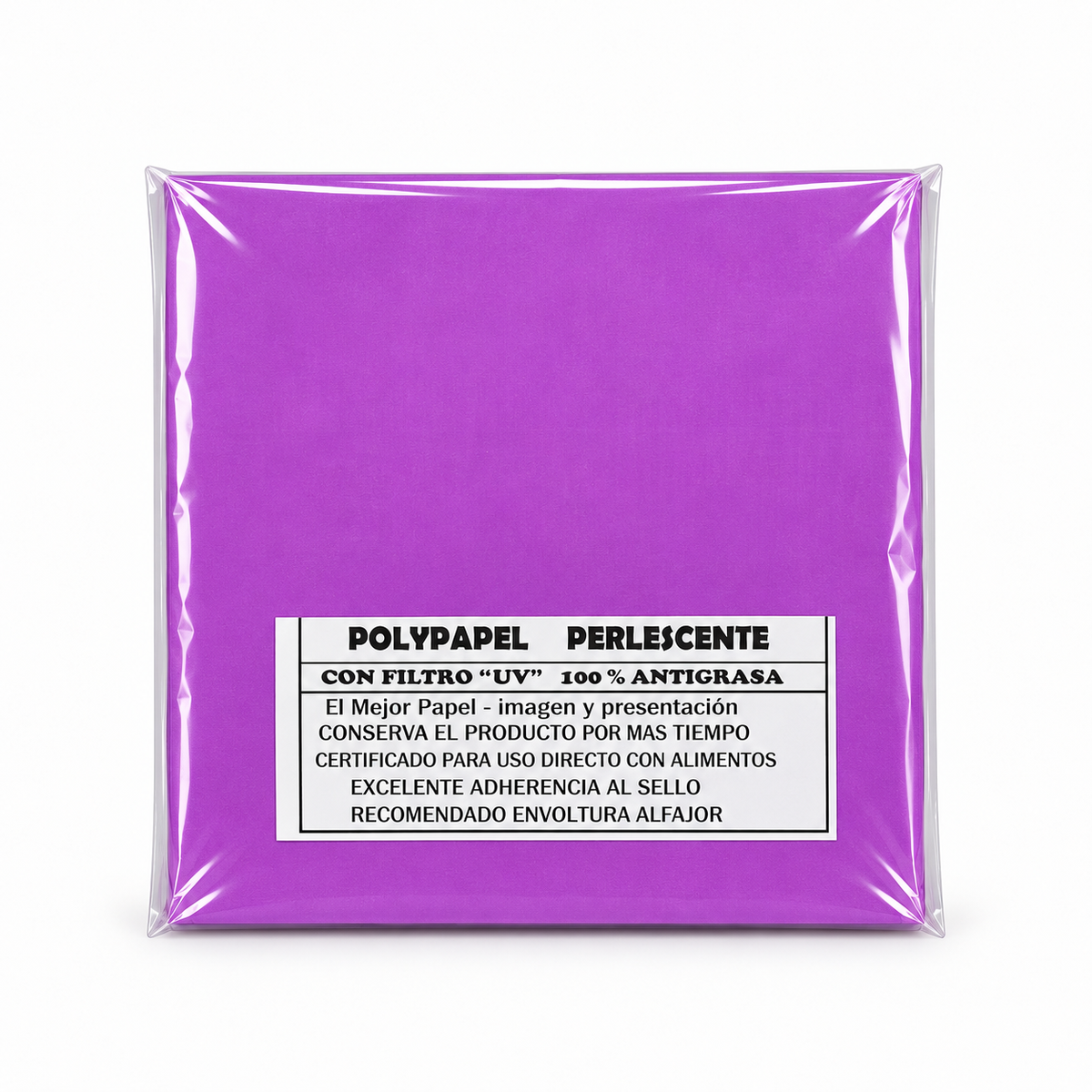 Papel para alfajor, Polypapel Perlescente Morado 14x14 cm, 100 unidades