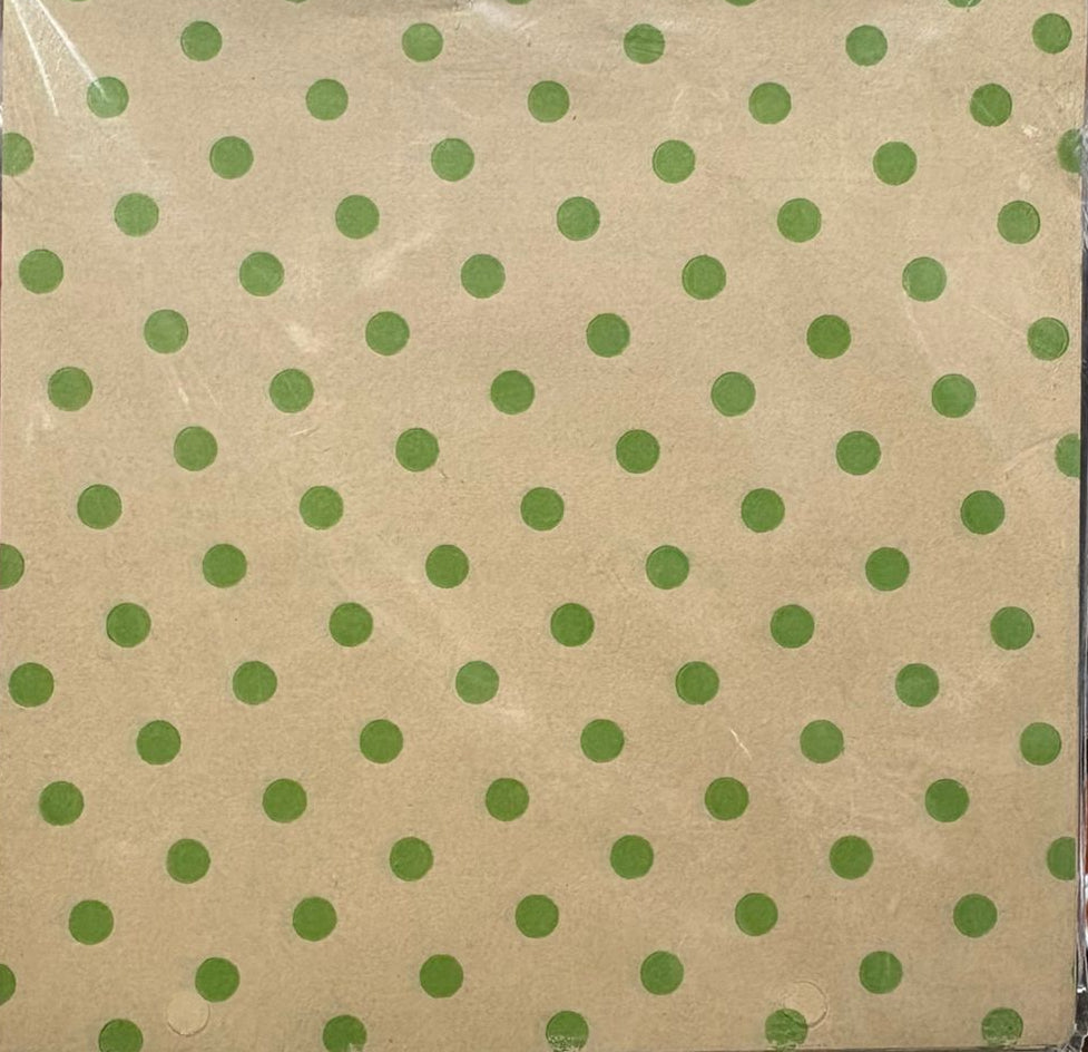 Papel para alfajor, Café Puntos Verdes 14x14 cm, 100 unidades