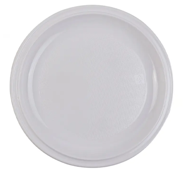 Plato plástico redondo 18cm blanco 10 un