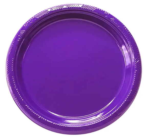 Plato plástico redondo 18cm morado 10 un
