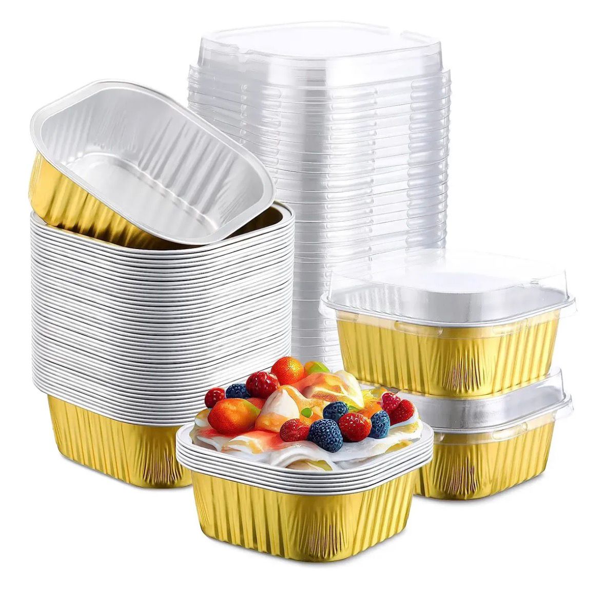 Set Pocillo desechable aluminio cuadrado 6 pcs
