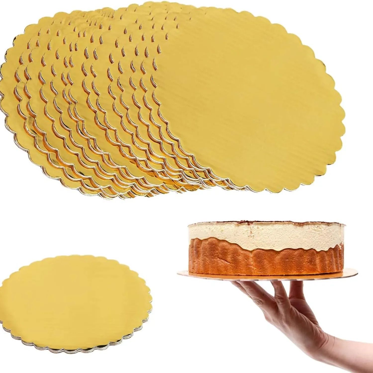 Set bandejas de torta Doradas flor 6pcs 2mm