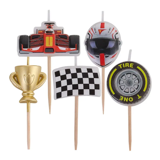 Set de velas de autos de carrera 6.7cm 5pcs