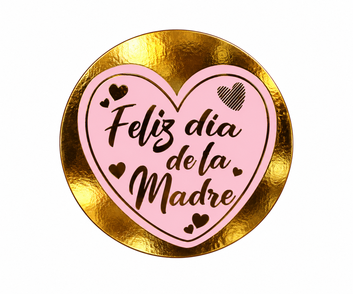 Stickers Feliz día de la madre dorado y rosado 100 un 4x4 cm