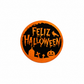Sticker feliz Halloween Negro naranjo metalizado 100un