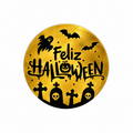 Sticker feliz Halloween dorado y negro metalizado 100un